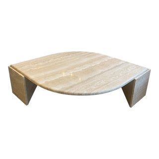 1980s Travertine Eye Shaped Cocktail Table For Sale