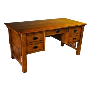 Mission Quarter Sawn Oak 5 Drawer Desk - Michael's Cherry For Sale