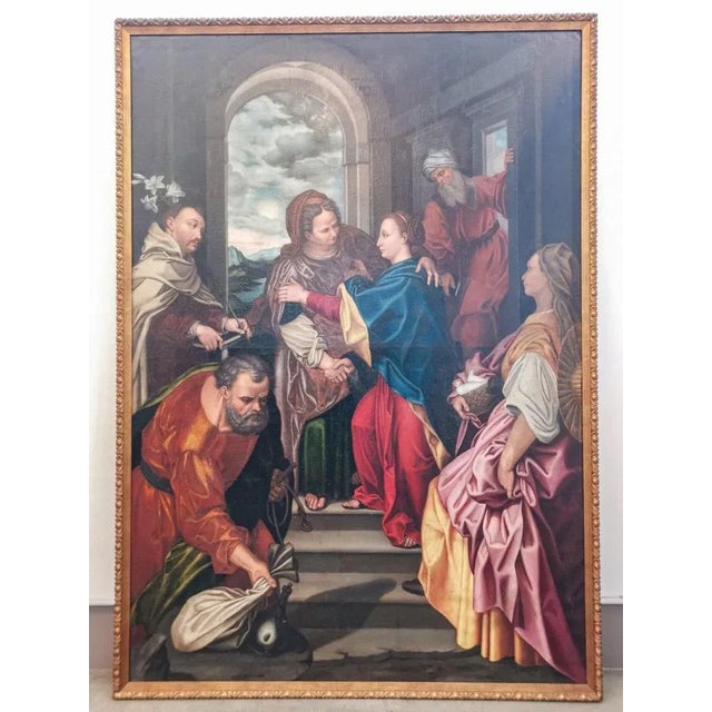 Lombard School Artist, Visitation of Mary, 16th Century, Oil on Canvas For Sale - Image 13 of 13