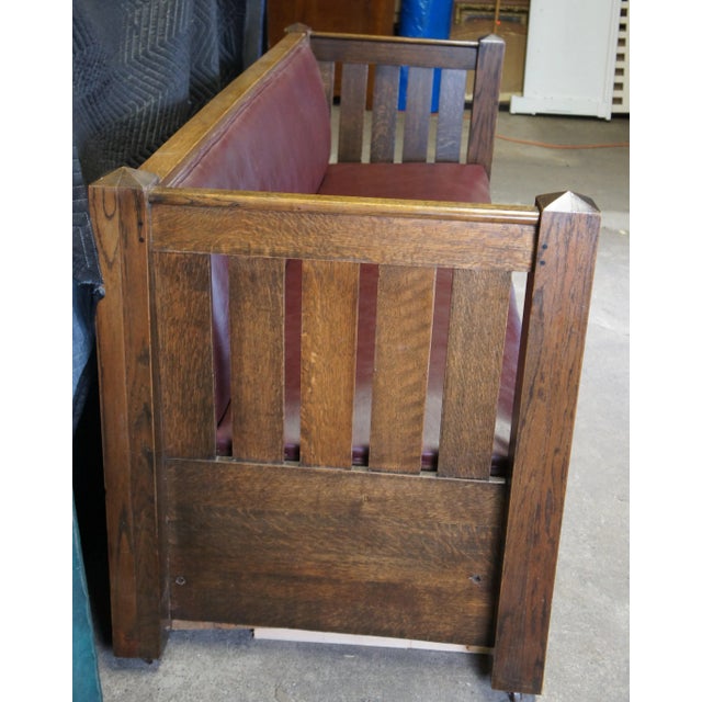 Late 19th Century Antique Kroehler Mission Quartersawn Oak Sofa Couch Unifold Davenport Bed For Sale - Image 10 of 12