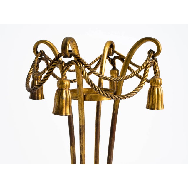 Hollywood Regency Italian Gilt Metal Tassel Pedestal / Fern Stand For Sale - Image 3 of 7