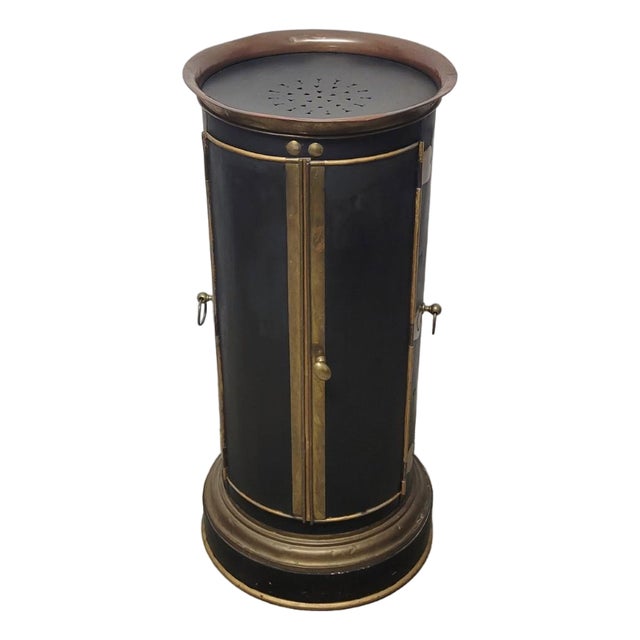 Rare English Regency Toleware Warming Tower With Copper Rim & Brass Hardware, C. 1820–1840 For Sale