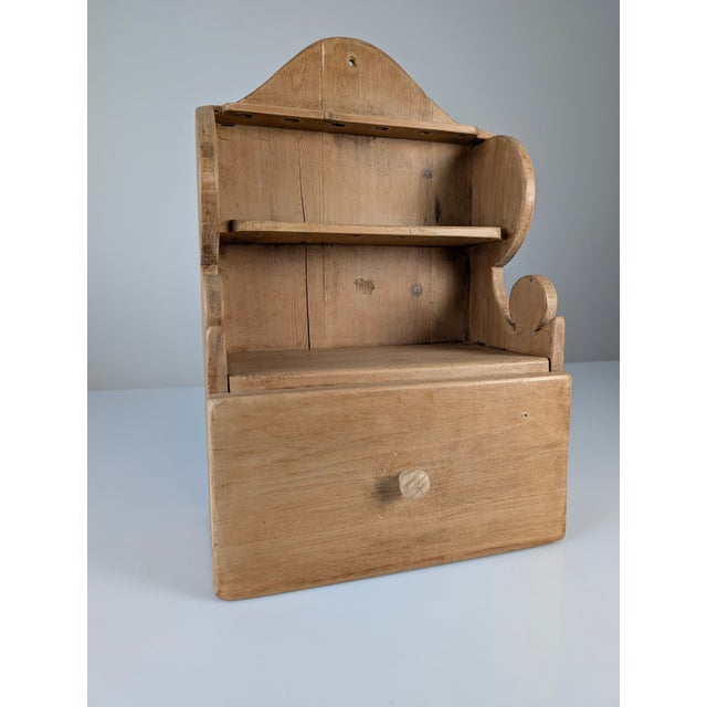 Hand-Carved Folk Art Pine Cutlery Rack with Drawer, 1950s For Sale - Image 17 of 18