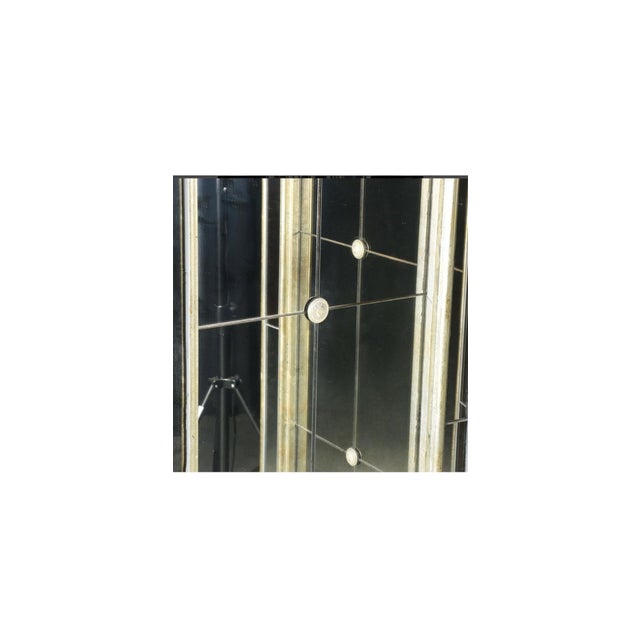 Hollywood Regency Venetian Mirrored Screen Room Divider 3 Panel Silver Gilt For Sale - Image 4 of 10