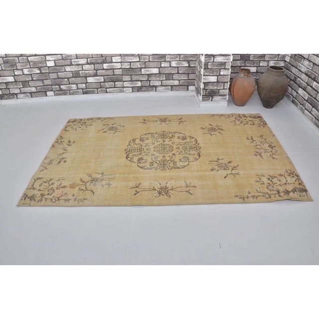 Handmade wool carpet in Turkish Anatolia , Vintage Oushak Rug,Turkish Vintage Anatolian Rug, Handmade wool Rug . One Of...