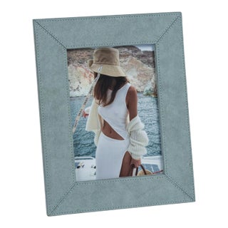 Carpi Suede Lux Photo Frame, 5" x 7", Cote D'Azur Blue For Sale