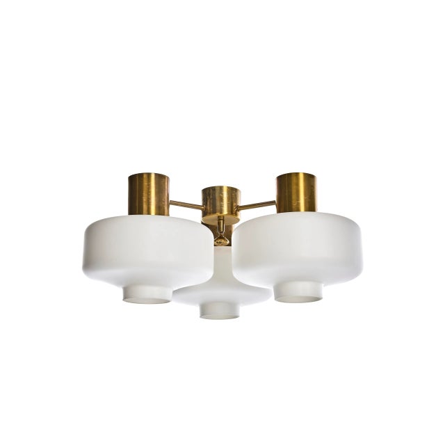 Ceiling Lamps in Brass and Opal Glass by Hans-Agne Jakobsson for Hans-Agne Jakobsson Ab Markaryd, Sweden, 1960s, Set of 2 For Sale - Image 5 of 5