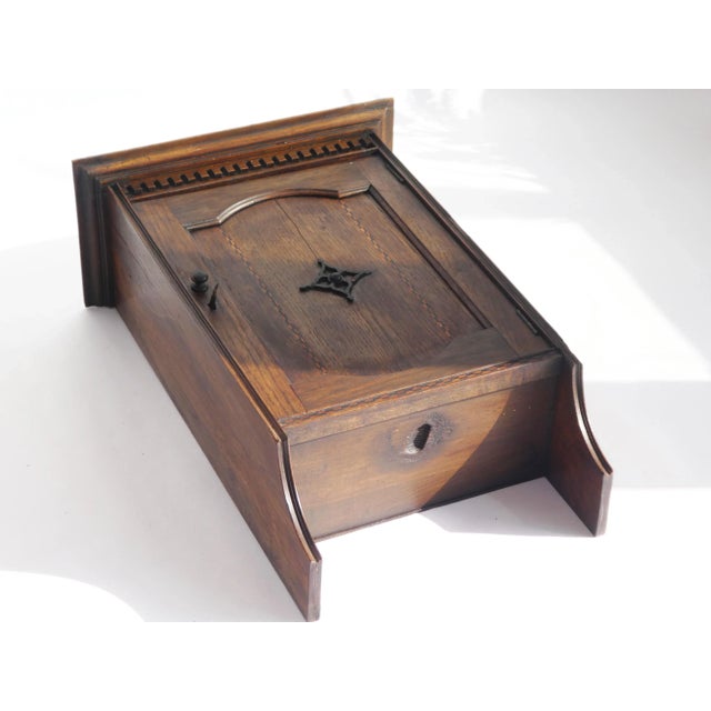 Brown Vintage Wall Cabinet with Marquetry Details, 1930s For Sale - Image 8 of 13