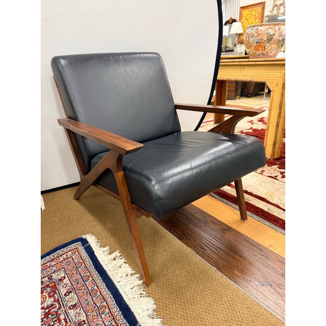 Black Mid Century Style Pair of Chairs and Ottoman 3 PCS For Sale - Image 8 of 8