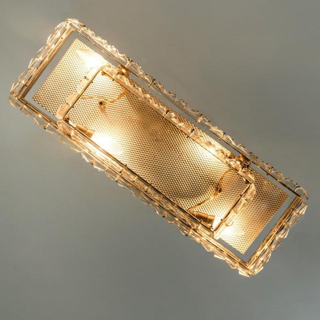 Gold Rectangular Chrome and Crystal Pendant Light from Kinkeldey, 1970s For Sale - Image 8 of 18