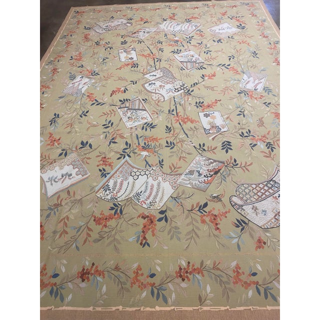 2000 - 2009 Handwoven Japanese Style Aubusson Area Rug 9'0" X 12'0" For Sale - Image 5 of 12