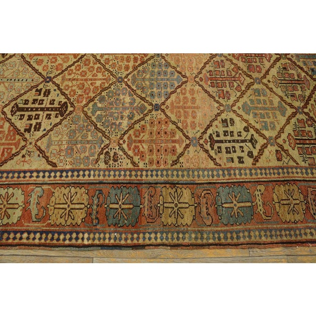 1870s Ivory Tribal Shrub Antique Nw Persian Bakshaiesh Rug 9' X 13'2" Hand Knotted Wool Carpet For Sale - Image 11 of 17