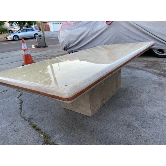 Mid-Century Modern Vintage Mid Century Modern Italian Travertine Polished Marble Coffee Table For Sale - Image 3 of 12