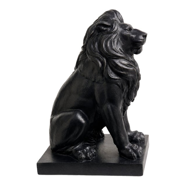 Cast Stone Guardian Lion Garden Sculpture. For Sale