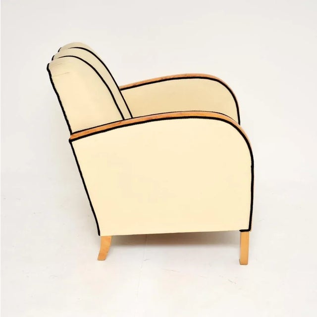 Wood Art Deco Swedish Leather and Satin Birch Armchairs, 1930s, Set of 2 For Sale - Image 7 of 12