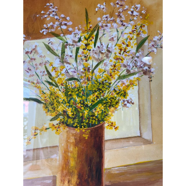 90's Vintage Still Life Oil - Watercolor Painting, Signed For Sale - Image 9 of 12