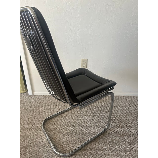 1970s Mid Century Chrome Cantilever Dining Chair Attributed to Gastone Rinaldi, Italy,1970’s Set of 2 For Sale - Image 5 of 7