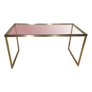 Italian Minimalist Table in Brass and Glass, 1960s For Sale