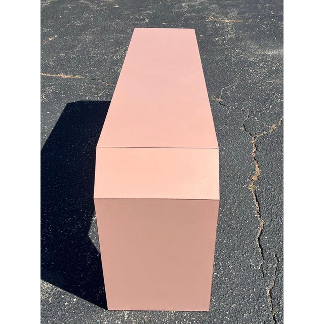 Post Modern Mauve Laminated Waterfall Sofa Table For Sale - Image 16 of 18