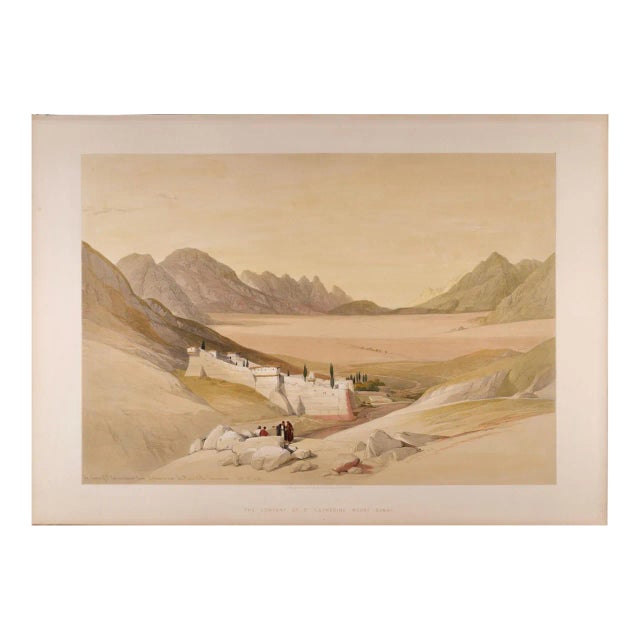 Convent of St. Catherine, Mount Sinai: Roberts' 19th C. Hand-Colored Lithograph, 1844 For Sale