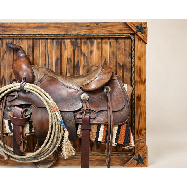 Traditional Vintage Western Saddle Framed Wall Art With Lasso & Saddle Blanket For Sale - Image 3 of 6