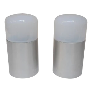 Pair of Vintage Italian Opaline Glass and Aluminum Table Lamps