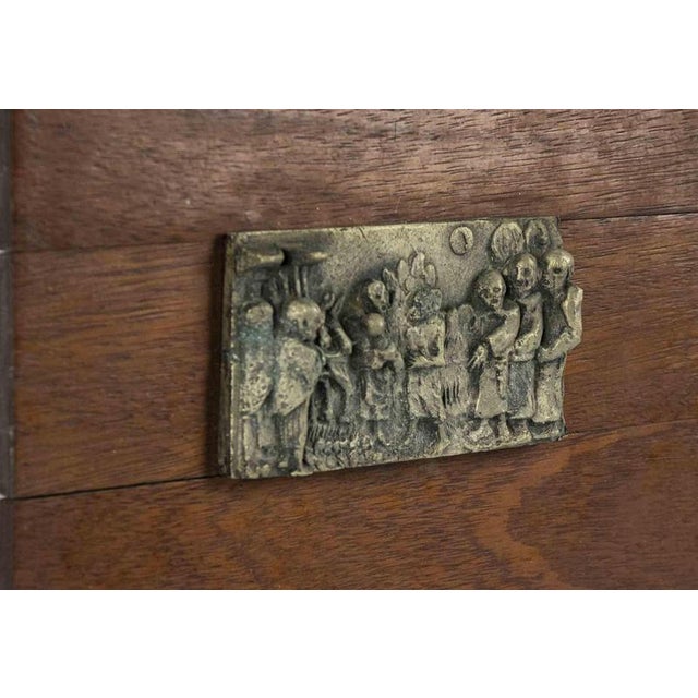 Brass Relief Sculpture on Wood Panel, Italy, Early 20th Century For Sale - Image 3 of 5