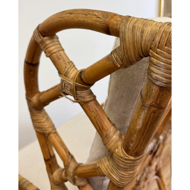 Rattan Fretwork Wingback Chair - Price Per Chair For Sale - Image 12 of 13