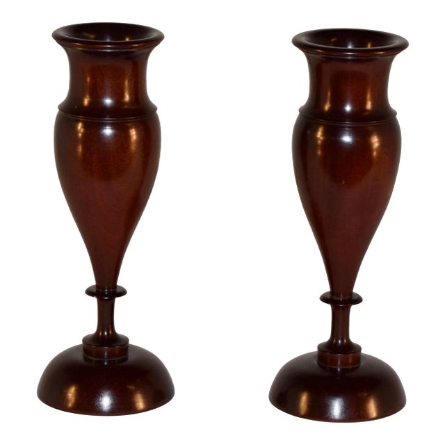Pair of Lignum Vitae Vases, Circa 1900 For Sale