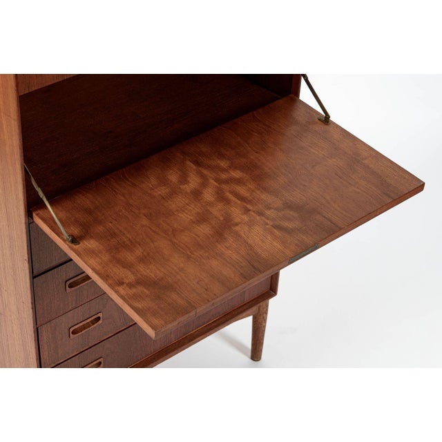Brown Mid-Century Danish Modern Teak Secretary Desk or Bar Cabinet Made in Denmark 1960s For Sale - Image 8 of 17