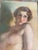 Nice old circa 1950:pastel of half nude view of a women signed by Fried Pal It has original wooden frame which is as is....
