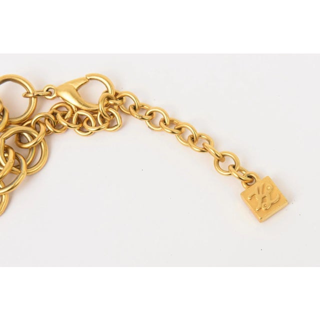 1990s Vintage Karl Lagerfeld Brass Chain And Black Resin Disks Mariner Wrap Necklace For Sale - Image 5 of 12