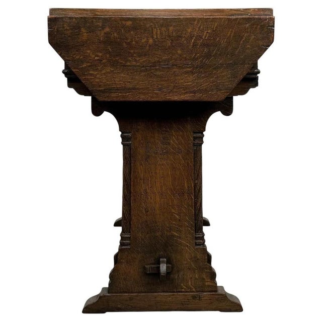 20th Century Gothic Revival English Oak Side Table For Sale - Image 11 of 17
