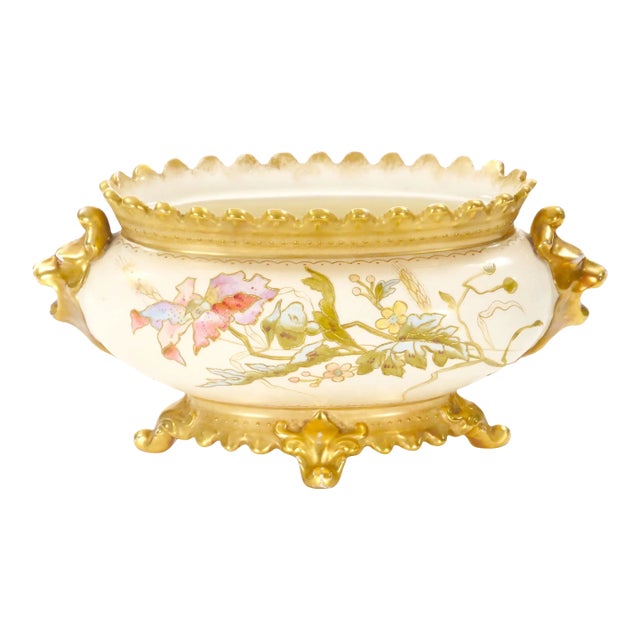 Hand Painted & Gilt Decorated Floral / Foliate Design German Centerpiece For Sale