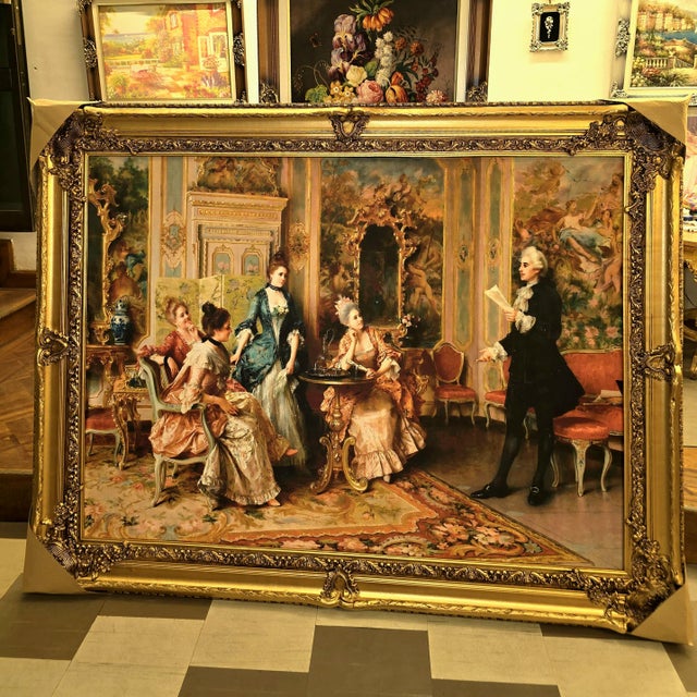 Add a sense of old-world elegance to your interior with this large decorative framed print, depicting an elaborate...