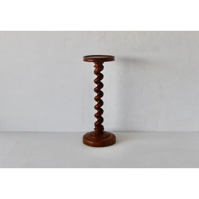 French Style Vintage end table or Gueridon. Gorgeous handcrafted twisted column with a turned base and top. The wood is...
