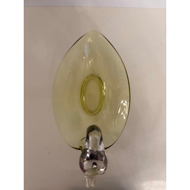 Glass 1950s Mid-Century Modern Duncan & Miller Hand Blown Glass Yellow Swan Candy Dish For Sale - Image 7 of 8