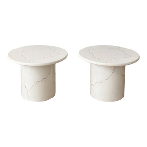 Pair of 1980s Lacquer Round Top End Tables