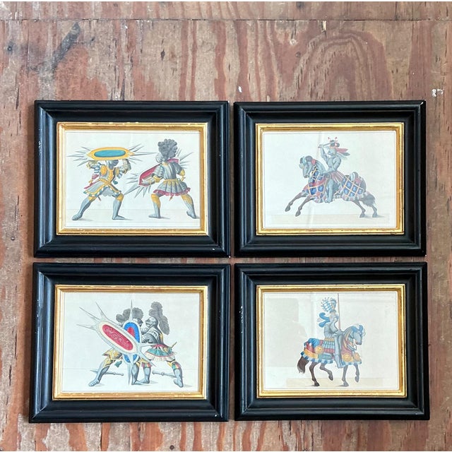 Mid 20th Century Vintage Medieval Knight Prints in Black Frames - Set of 4 For Sale - Image 5 of 18