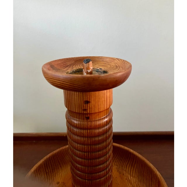 Large Pinewood Mid-Century Swedish Candle Holder For Sale In New York - Image 6 of 12