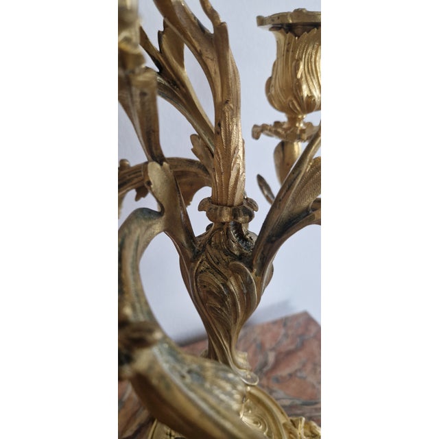 Antique Louis XV Candleholders in Gilt Bronze, Set of 2 For Sale - Image 16 of 18