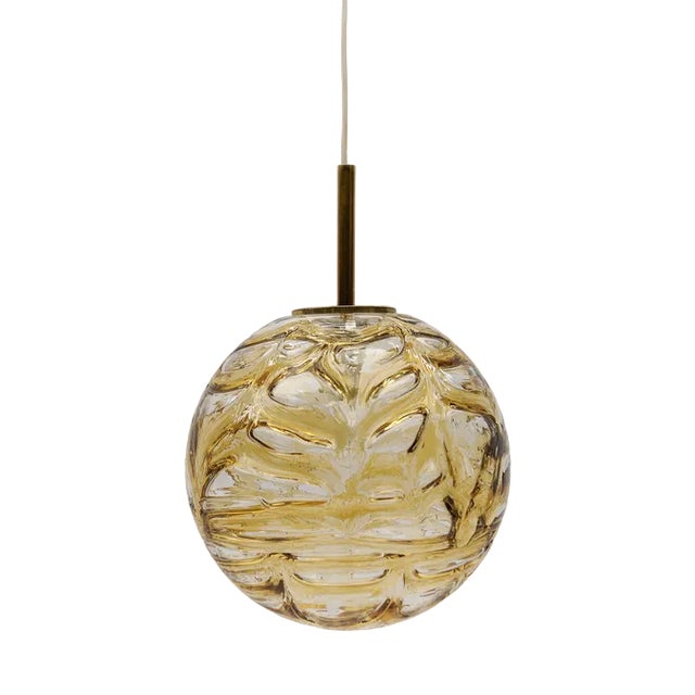 Yellow Murano Glass Ball Pendant Lamp from Doria Leuchten, 1960s For Sale
