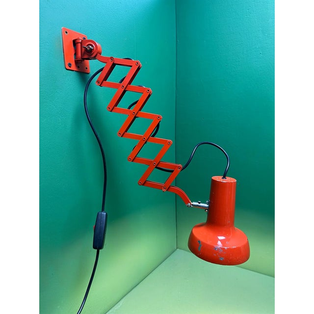 1970s Bright Orange Scissor Lamps by SIS, Germany, 1970s For Sale - Image 5 of 10