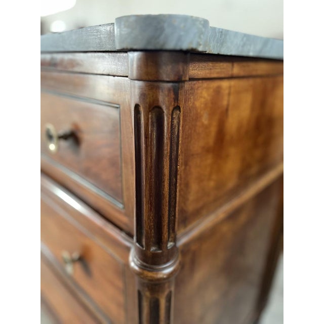 Antique Italian Louis XVI Commode in Walnut with Gray Marble For Sale - Image 14 of 18