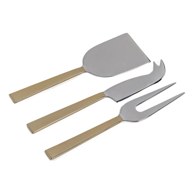 Stassi Two-Tone Polished Cheese Knives Set For Sale