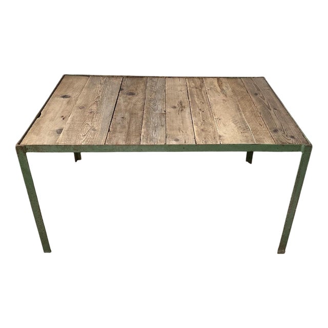 Metal and Wood Dining Table, 1950s For Sale