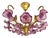Art Deco Vintage Hand-Painted Purple Glass Floral Flush Mount Chandelier For Sale - Image 3 of 17