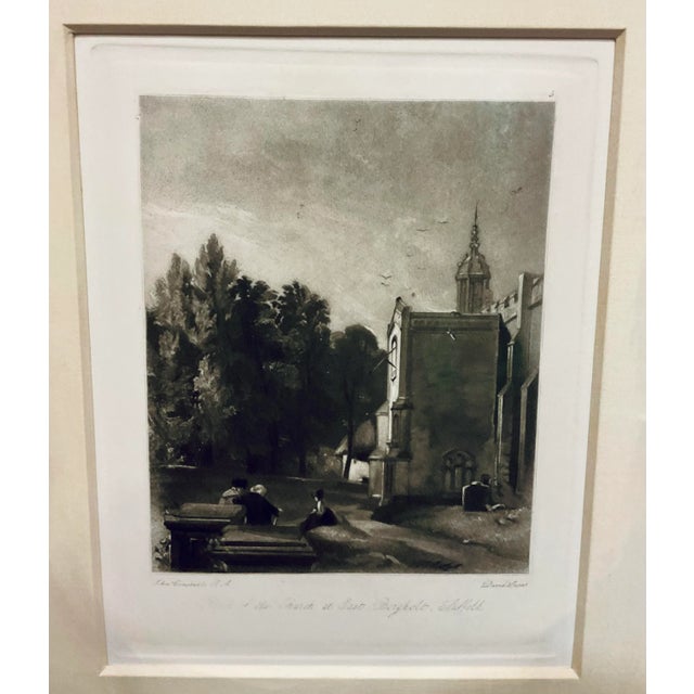 Antique Black and White Engraving Landscape of “Bridge of Church at East Bergholt Suffolk ” by John Constable, hand...