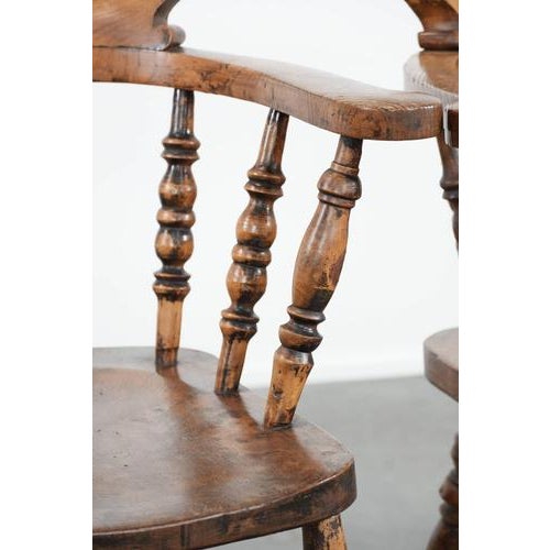 Set of 2 Antique English Captain Chairs/ Side Chairs/ Office Chairs from the Early 19th Century, Set of x For Sale - Image 12 of 16