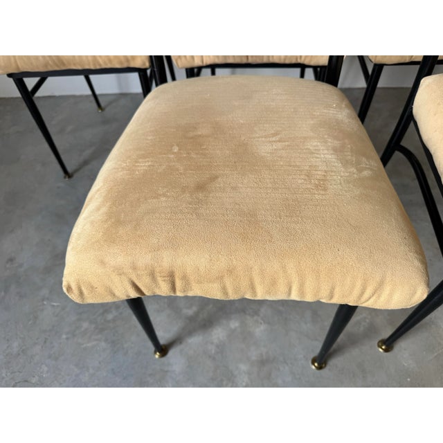 1970s Vintage Italian Gio Ponti-Style High Ladder Back Metal Dining Chairs With Brasset of 6/ Sold For Sale - Image 12 of 12